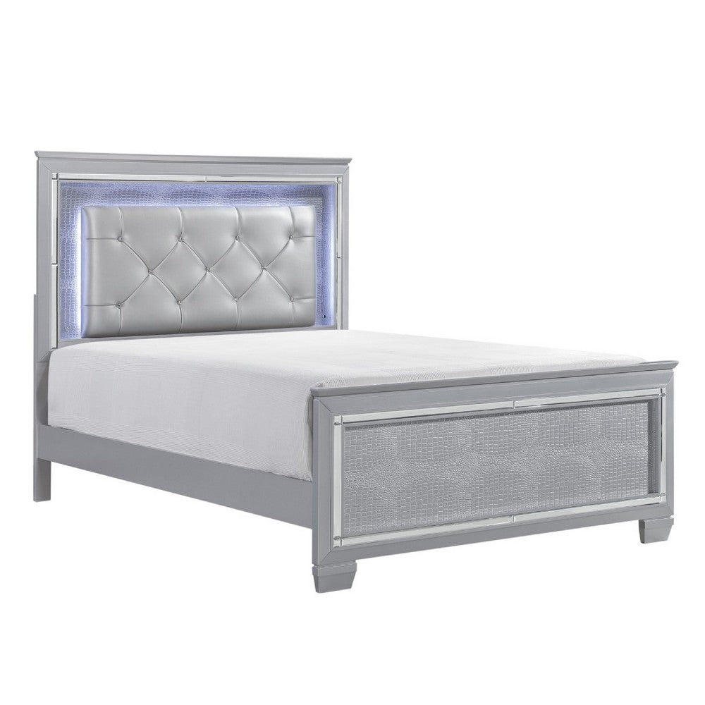 Queen Bedroom Set, Drawer Storage, Gray, 5 Piece Set with 2 Nightstands, Dresser, and Chest