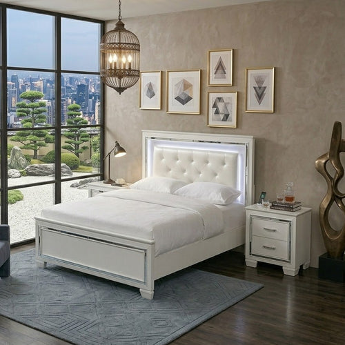 California King Bedroom Set, Drawer Storage, White, 3 Piece Set with 2 Nightstands