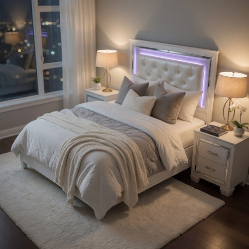 California King Bedroom Set, Drawer Storage, White, 2 Piece Set with Nightstand