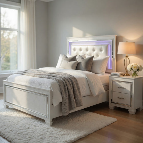 Queen Bedroom Set, Drawer Storage, White, 3 Piece Set with 2 Nightstands