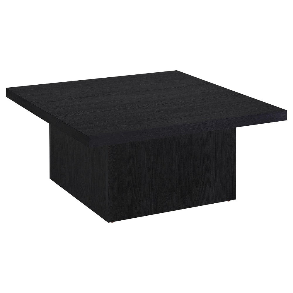 Darla Square Cocktail Coffee Table | Pedestal Base | Black Wood 36"