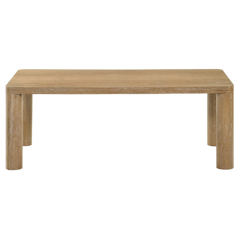 Givy Cocktail Coffee Table | Pillar-Style Legs | Light Oak Wood 47"