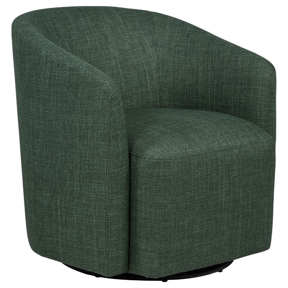 Lira Swivel Accent Chair | Green Upholstered Barrel Back | Sloped Arms