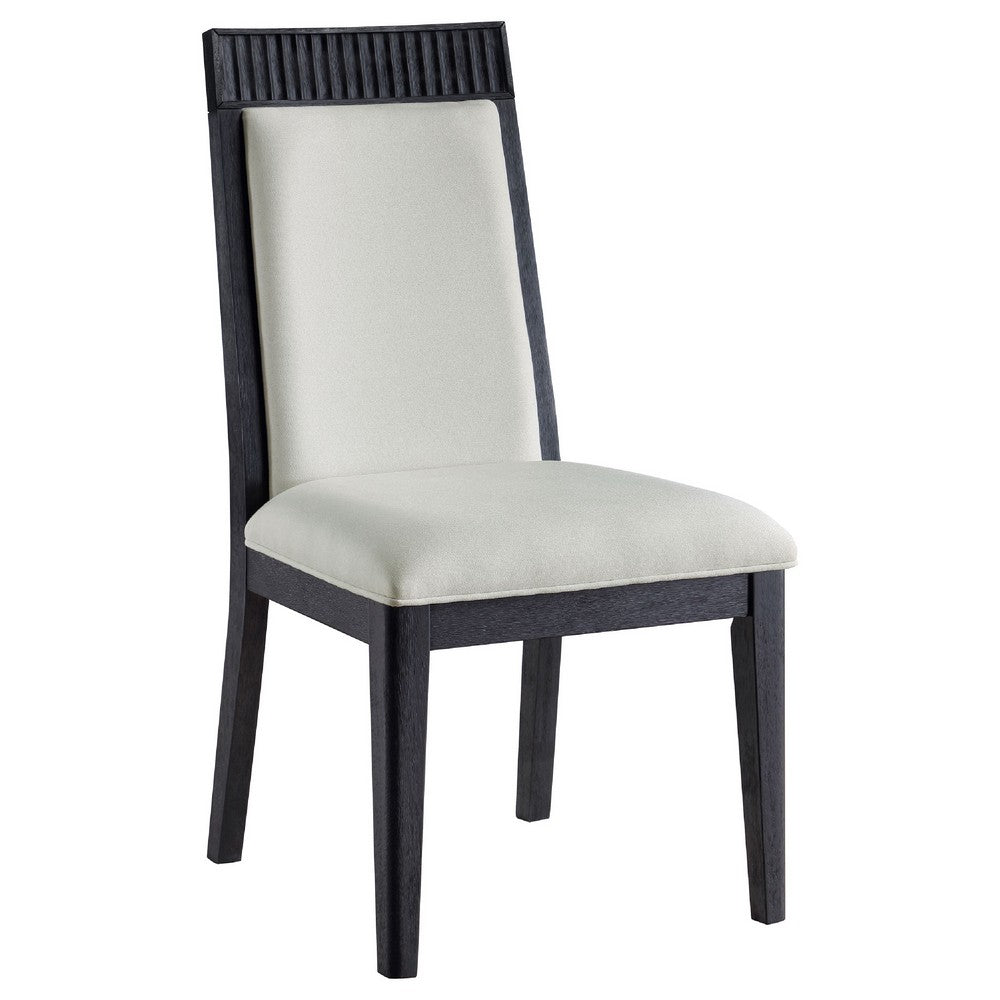 Jack Dining Side Chair Set of 2 | Ivory Cushions | Black Ribbed Frame