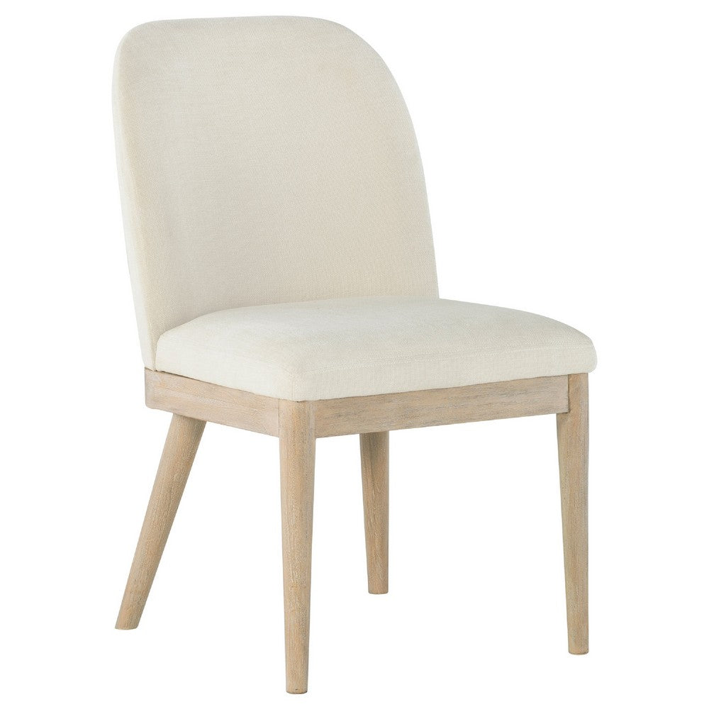 Pira Dining Side Chair Set of 2 | Beige Upholstery | Weathered Brown Mahogany