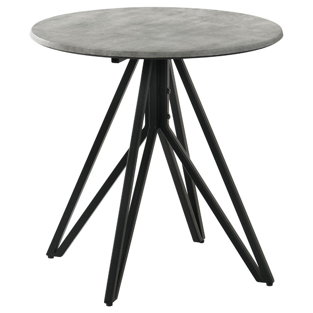Aya 2pc Coffee and End Table Set | Gray Faux Cement Top | Black Metal