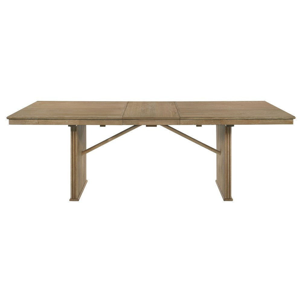 Amity 89" Extension Dining Table | Distressed Light Brown Wood