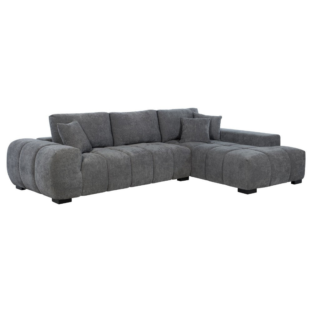Hecy Sectional Sofa with R Arm Chaise | 3 Pillows | 119" Charcoal Gray