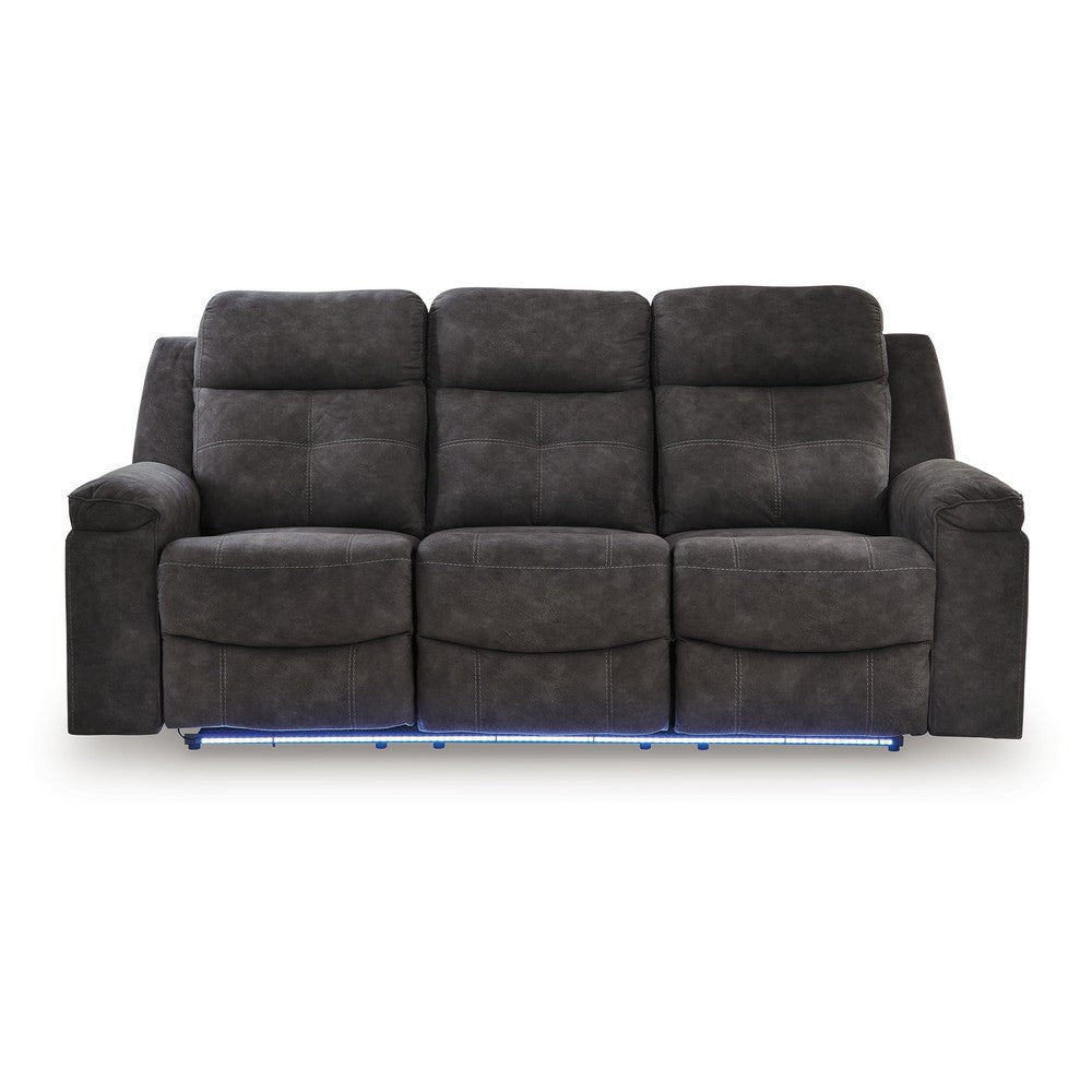 Beso Pull Tab Reclining Sofa | Charcoal Gray Faux Leather | 87"