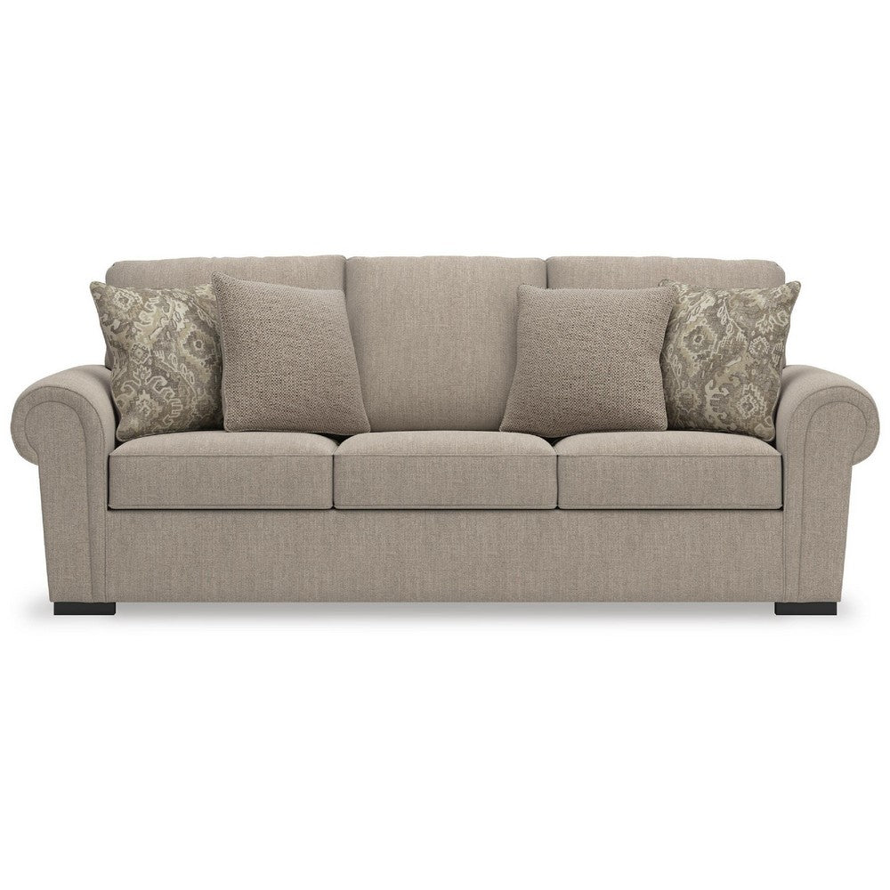 Mecy Oversize Sofa | 4 Pillows | Roll Arms | Heather Brown Chenille 101"