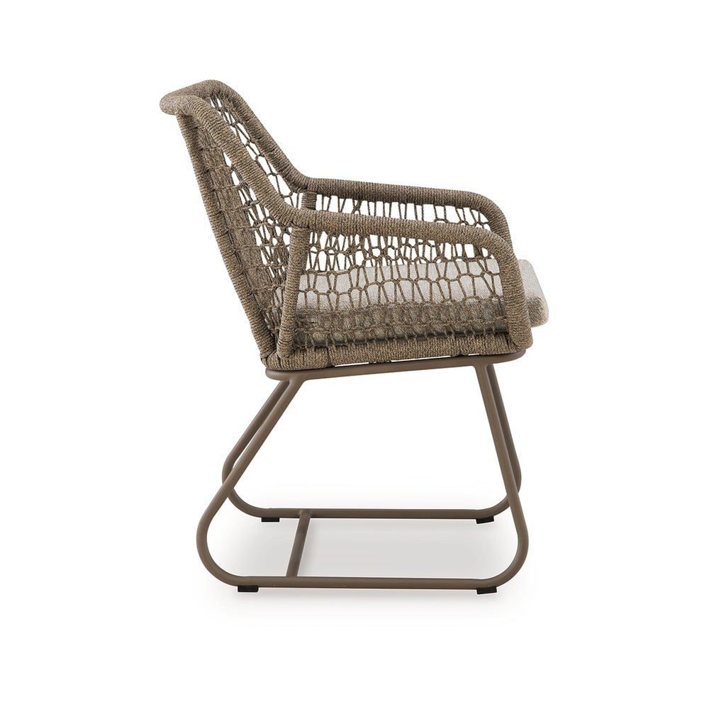 Majo 3pc Outdoor Table & Chair Set | Rope Woven Aluminum | Beige Nuvella