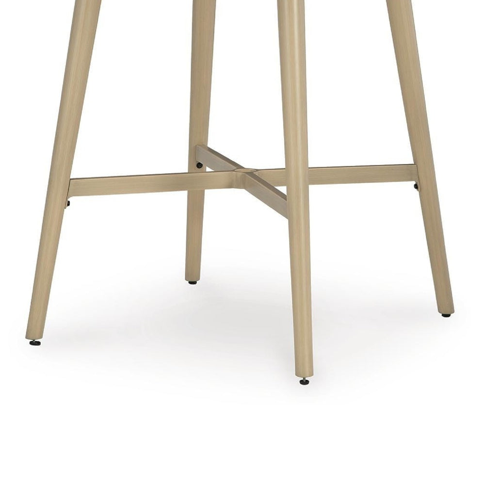 Yami Outdoor Bar Table | Beige Sintered Stone Top | Brown Aluminum 40"