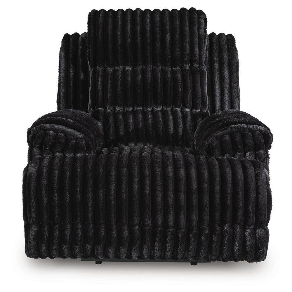 Becca Zero Wall Power Recliner Chair | Pillow Arms | Black Corduroy