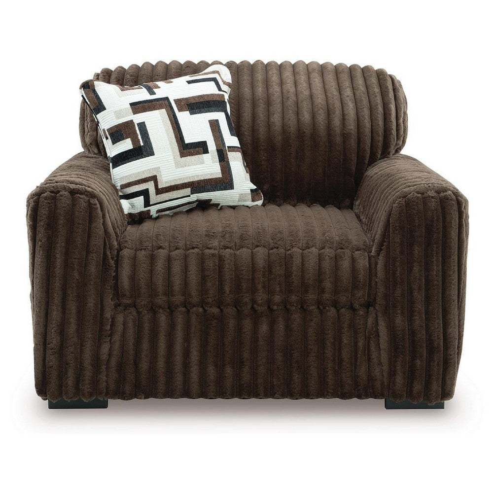 Addy Oversized Chair w 1 Pillow | Foam Fill Chocolate Brown Corduroy