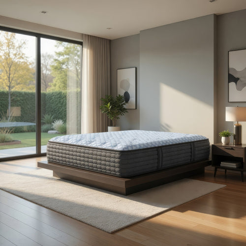 Dyni Plush Queen Mattress | 3-Layer Foam | Blue Stretch Knit Fabric 15"