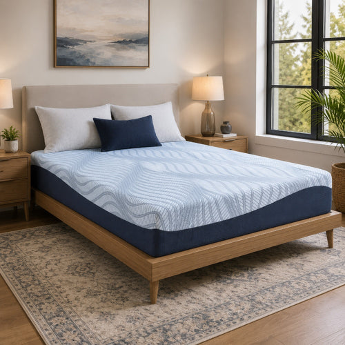 Ammy King Mattress with Firm Support | Memory Foam | Light Blue 10"