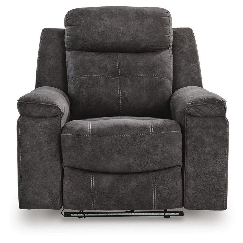 Beso Zero Wall Manual Recliner Chair with LED Light | Charcoal Faux Leather