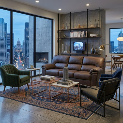 Lalie Sofa | Corner Blocked Frame | Jumbo-Stitch | Umber Faux Leather 87"