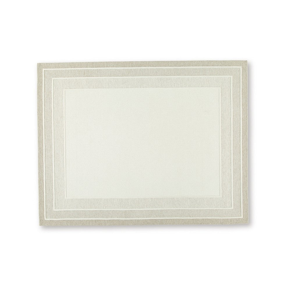 Teena Hand-Tufted Large Area Rug with Bordered Design | Ivory-Tan Wool 8x10