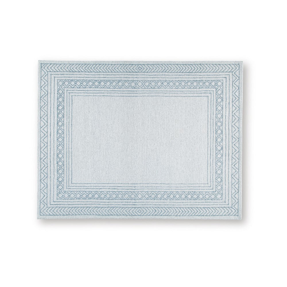 Hazel Hand-Tufted Large Area Rug | Chevron-Diamond Motifs | Blue-Ivory Wool 8x10