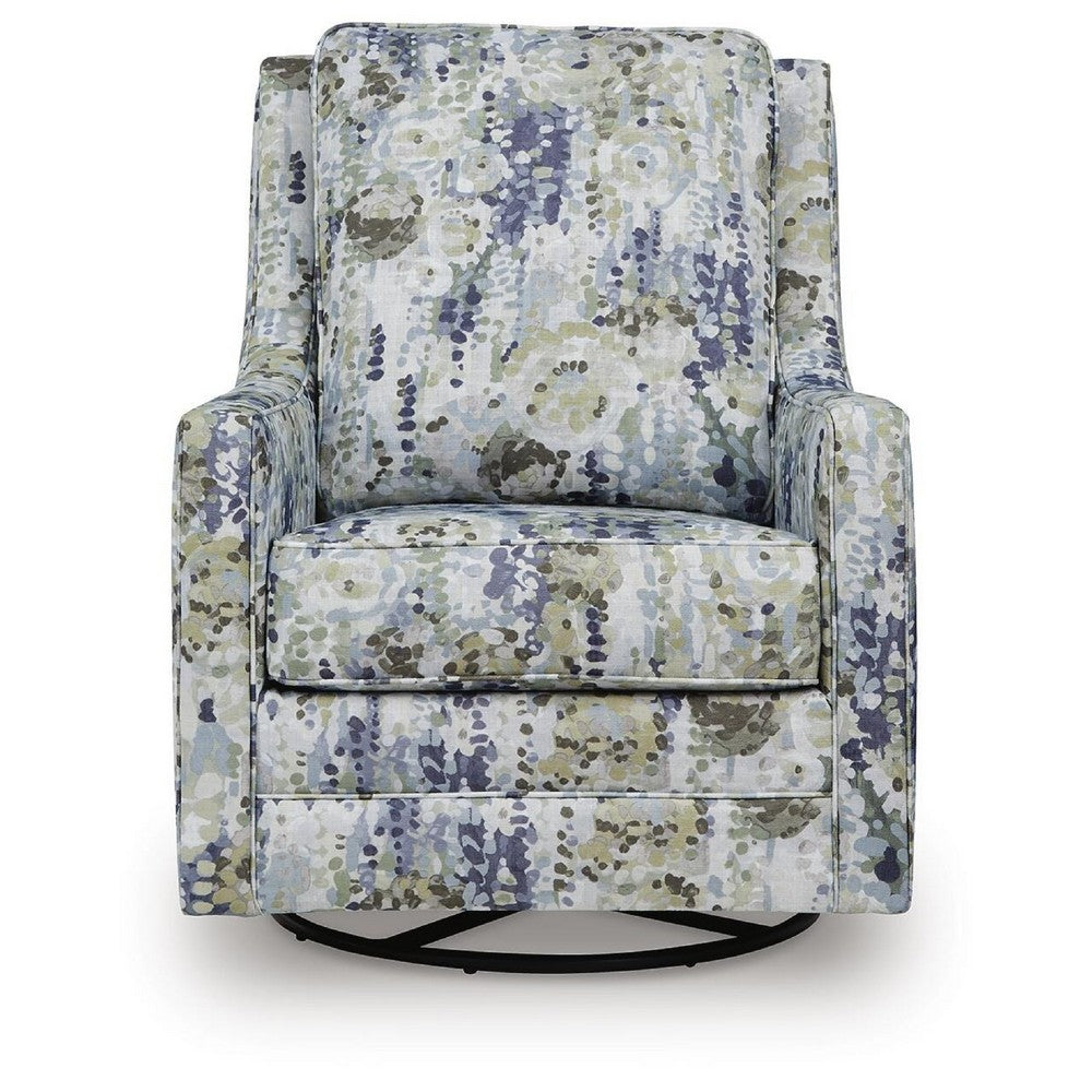 Dusty Swivel Glider Accent Chair | Floral Details | Multicolor Polyester
