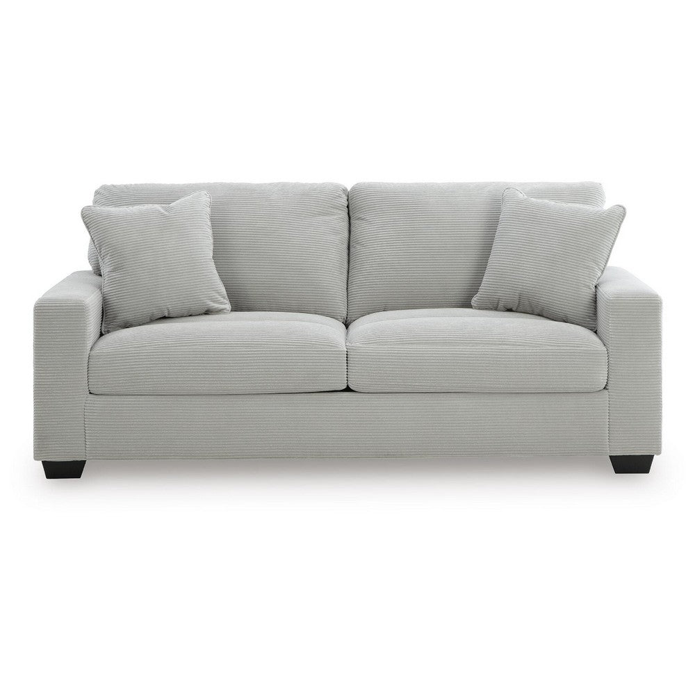 Gesi Sofa with Track Arms and Accent Pillows | Smoke Corded Polyester 85"