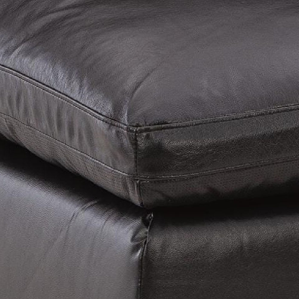 Emy Oversized Accent Ottoman | Black Top Grain Leather | 42"