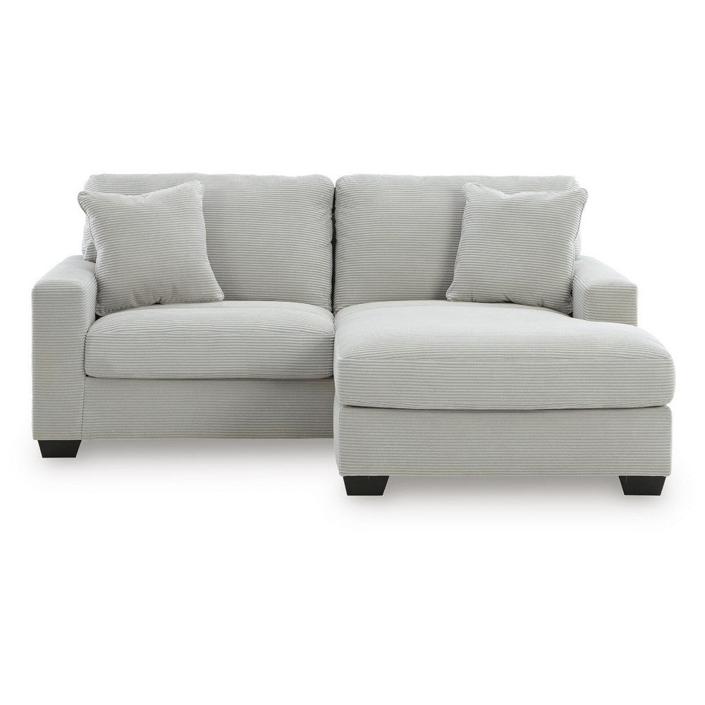 Gesi Sofa with L Arm Chaise, 2 Pillows, Light Gray Upholstery, 85"