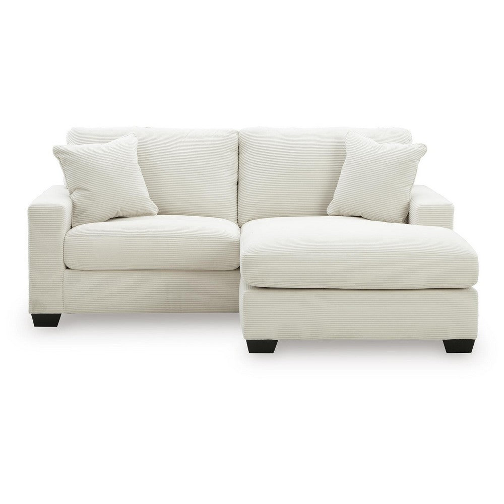 Gesi Sofa with L Arm Chaise, 2 Pillows, Plush Ivory Upholstery, 85"