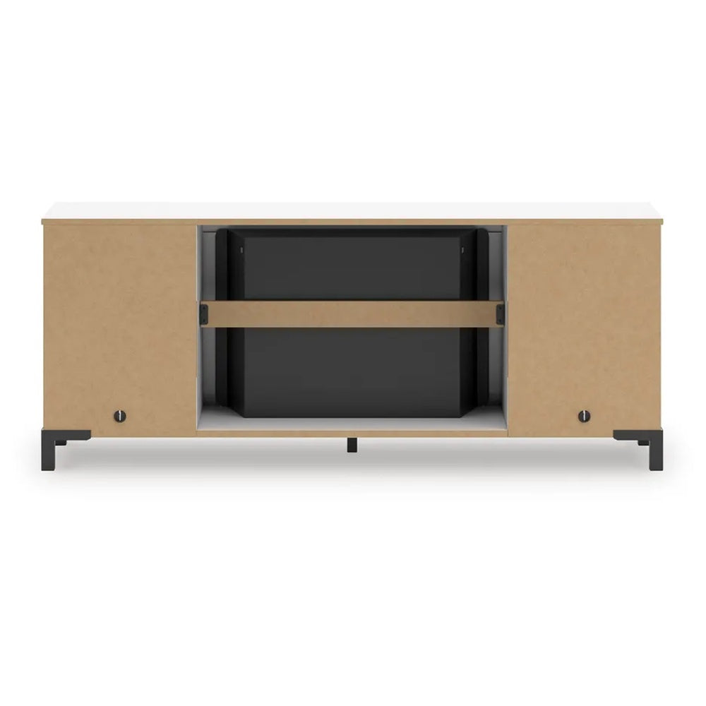 Levvy TV St& Media Console | Electric Fireplace | Storage | White Wood 60"