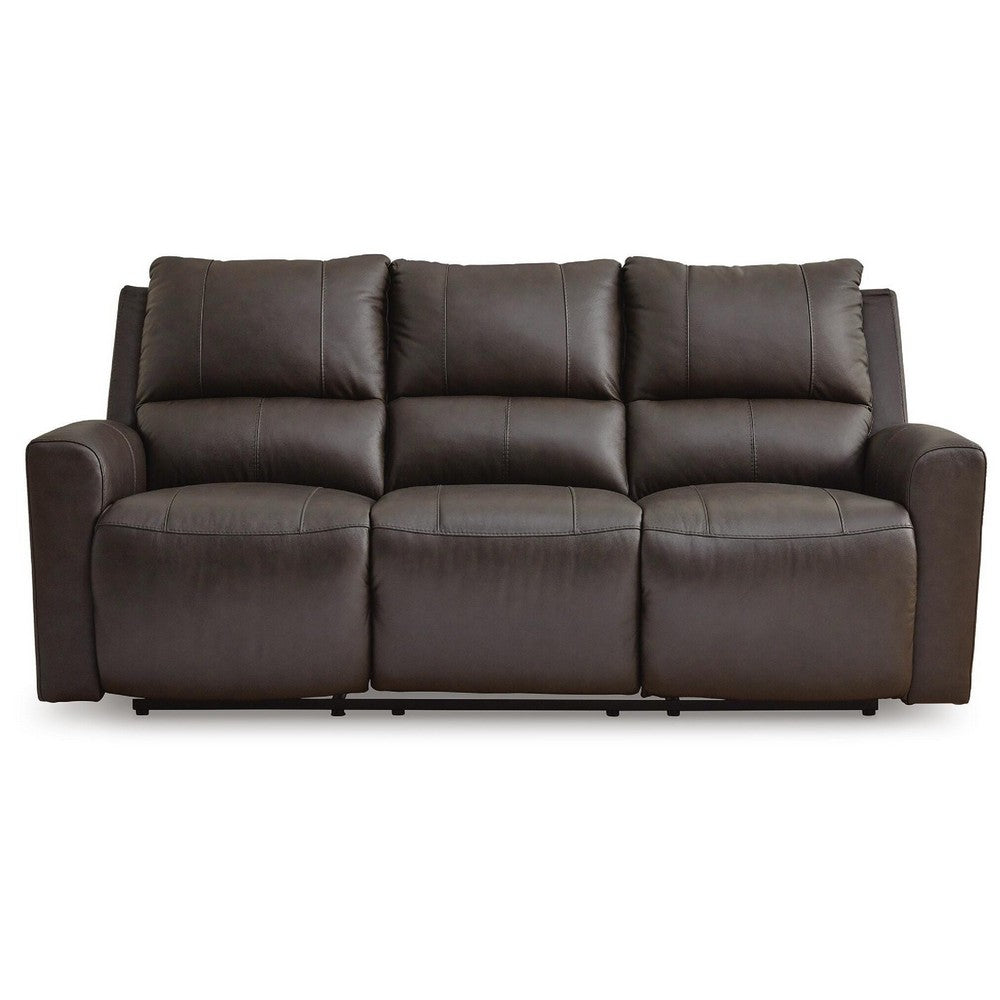 Andie Dual Power Reclining Sofa with USB Port | Storm Gray Leather 84"