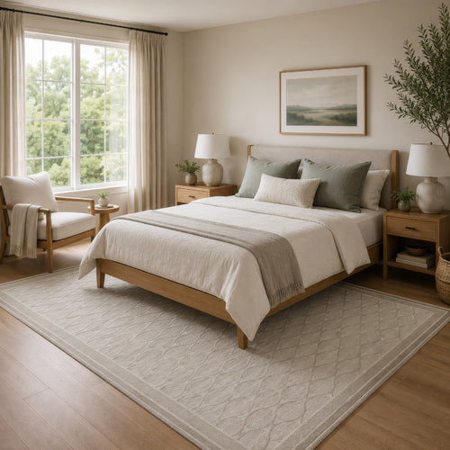 Winie Area Rug with Trellis Pattern | Table Tufted Design | Gray Wool 10x14