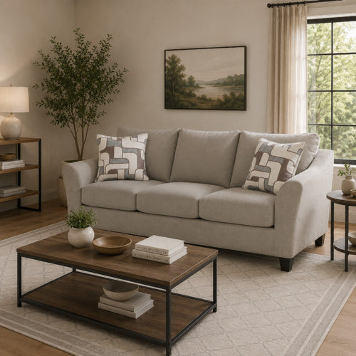 Wecy Queen Sofa Bed Sleeper with Memory Foam Mattress | Taupe Polyester 92"