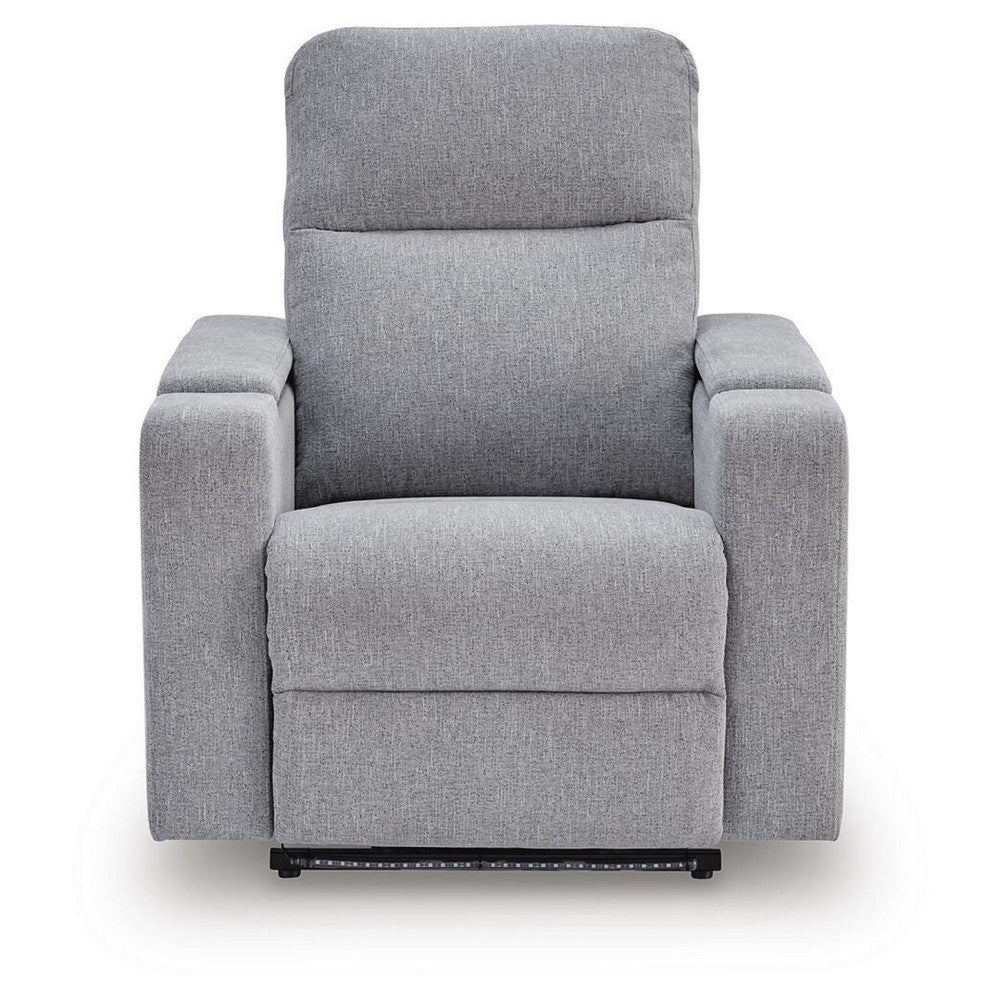 Posy Power Glider Recliner Chair| Audio System and Storage | Pewter Polyester