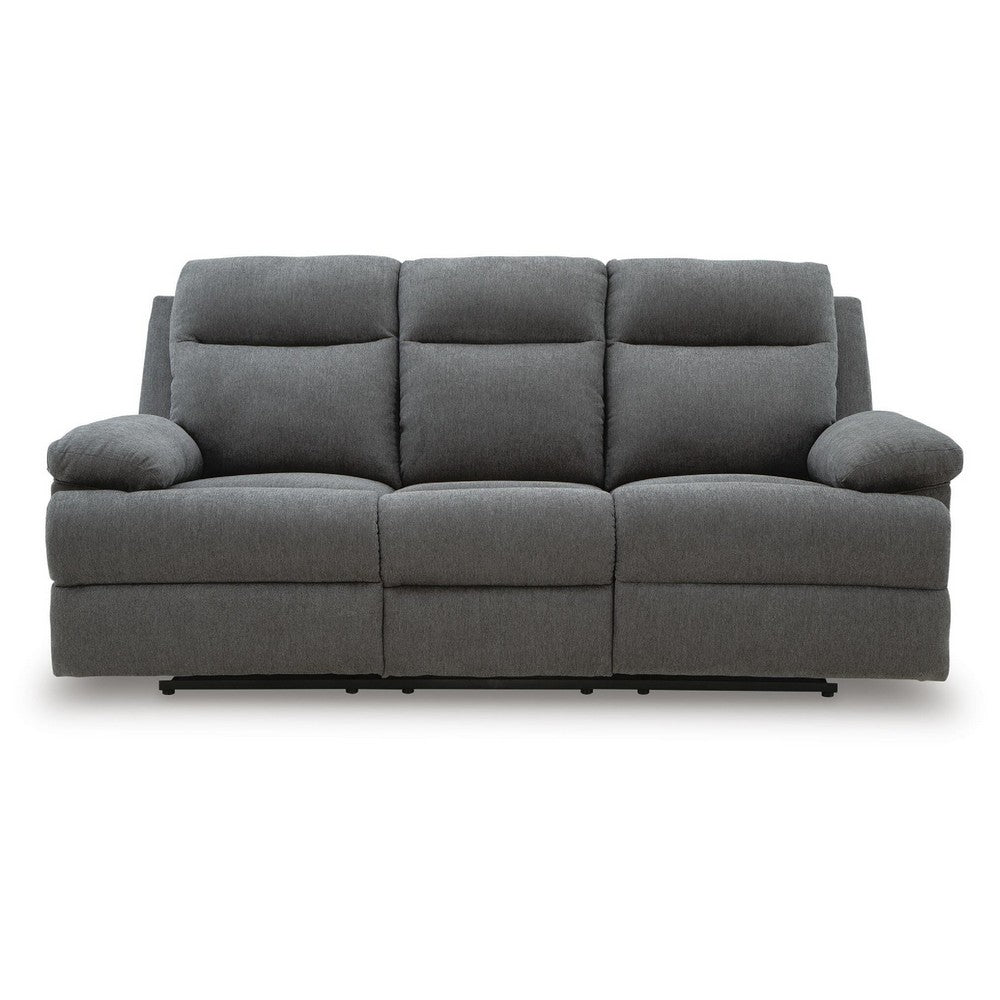 Silvy Reclining Sofa with Drop Down Table | USB Ports | Gray Chenille 86"