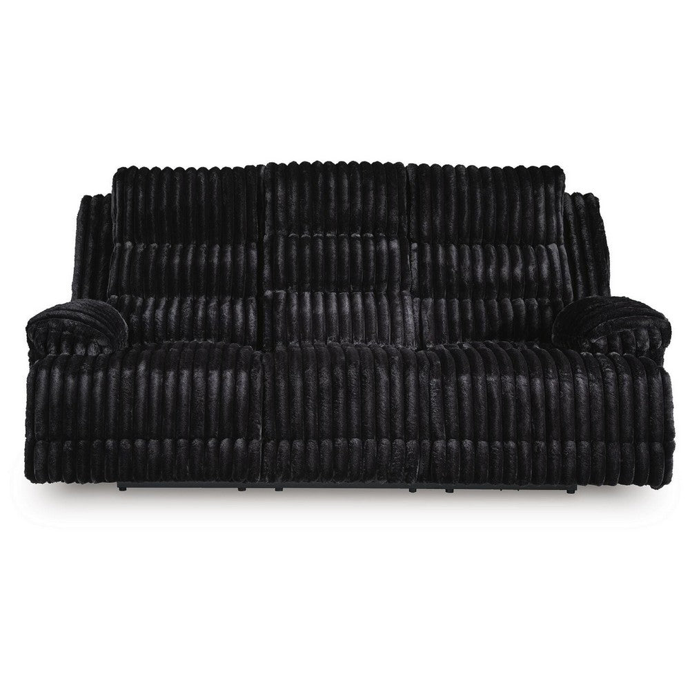 Becca Dual-Power Reclining Sofa with Drop Down Table | Onyx Corduroy 91"