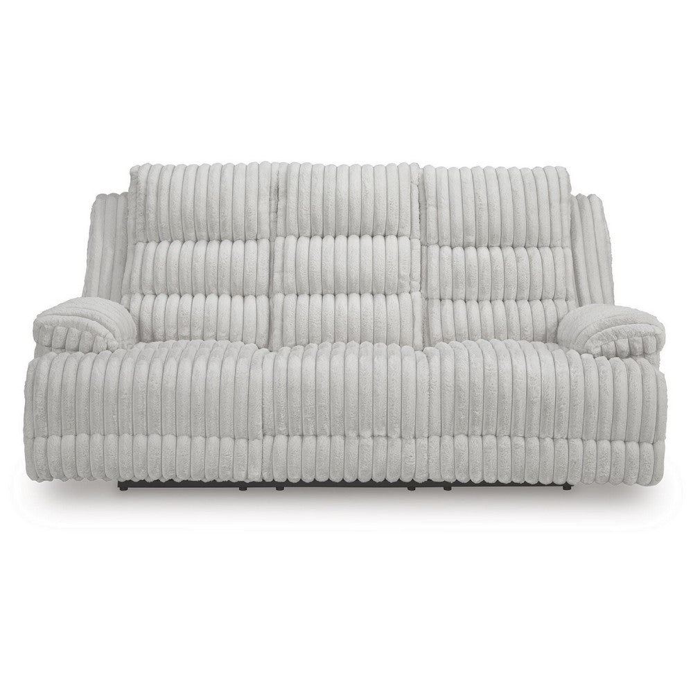 Becca Dual-Power Reclining Sofa with Drop Down Table | Off White Corduroy 91"
