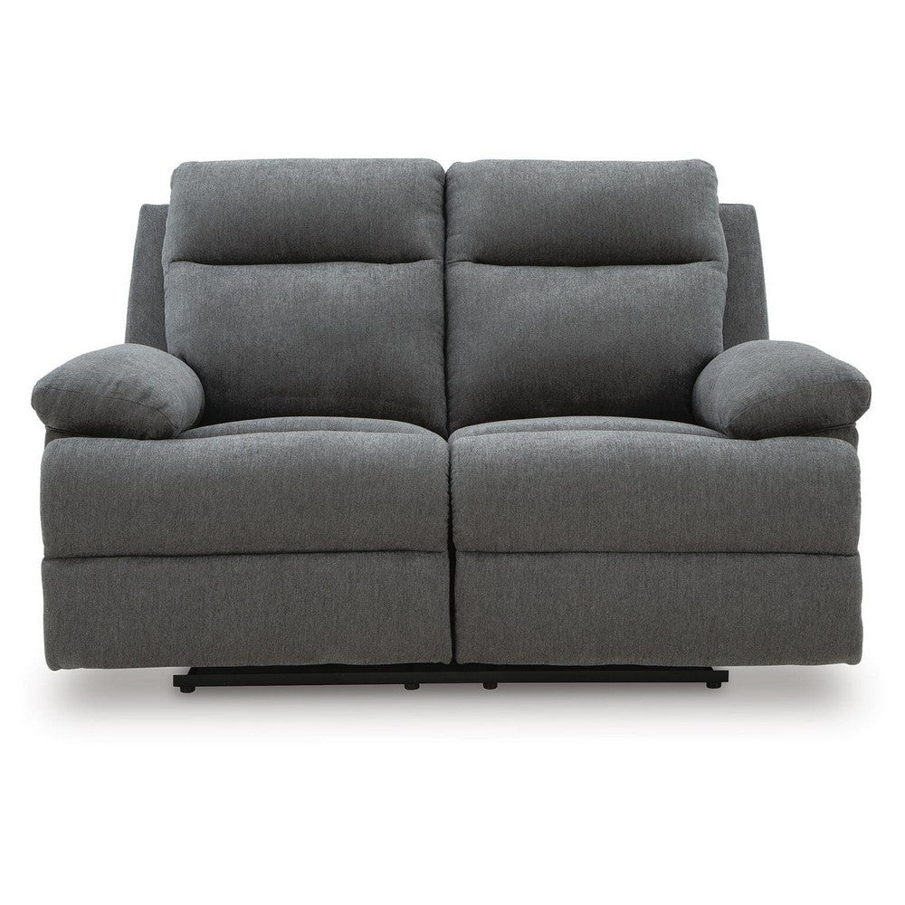 Silvy Reclining Loveseat with Pull-Tab Mechanism | Charcoal Chenille 64"