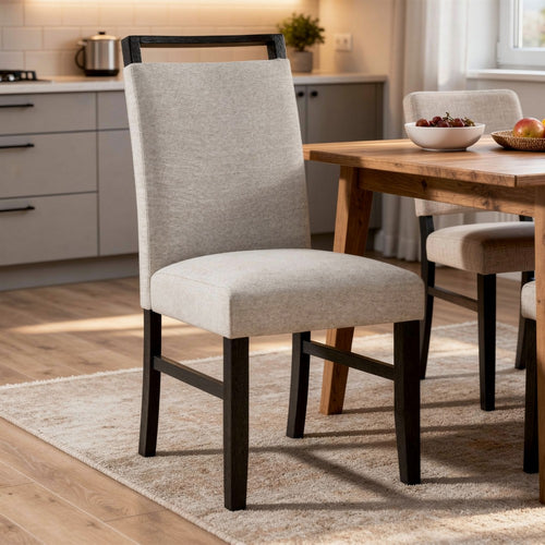 Juli Dining Side Chair Set of 2 | Light Gray Cushion Seat | Black Wood