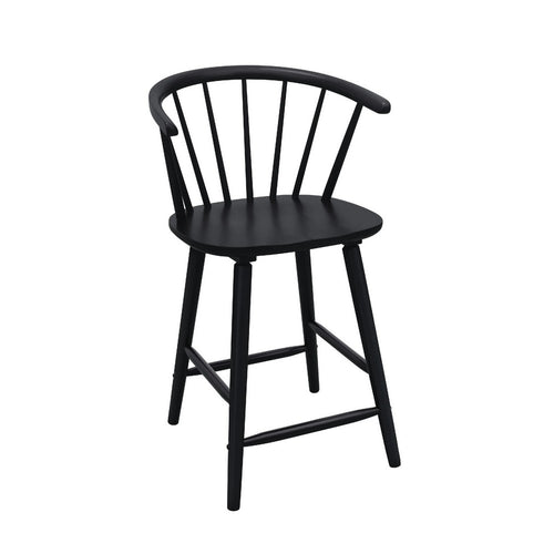 Anna Counter Stool Chair Set of 2 | Curved Spindle Back | Footrests | Black