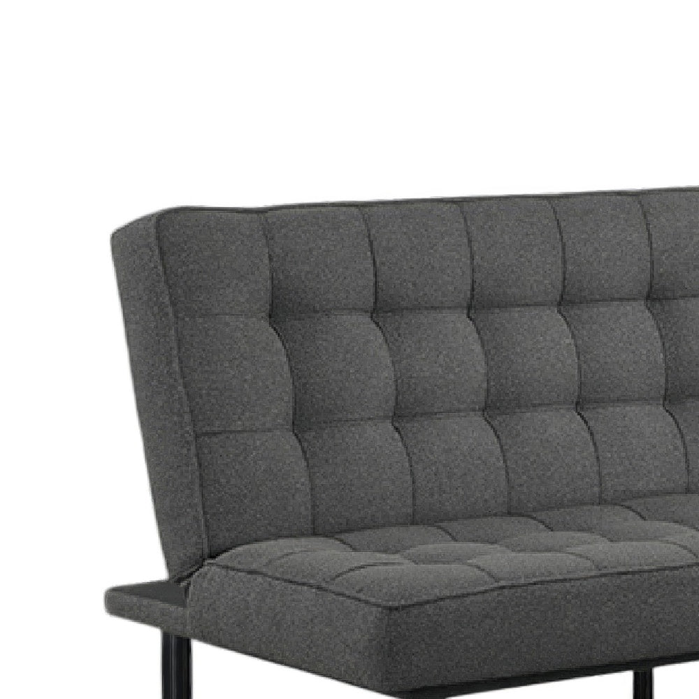 Convertible Futon Sofa Bed | Biscuit Tufted Cushions | Dark Gray 81"