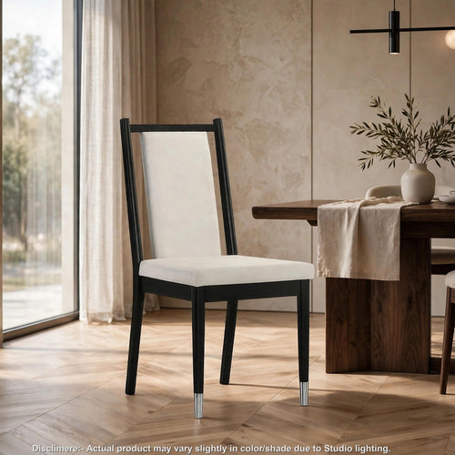 Maddy Dining Side Chair Set of 2 | White Chenille Foam Cushions | Black