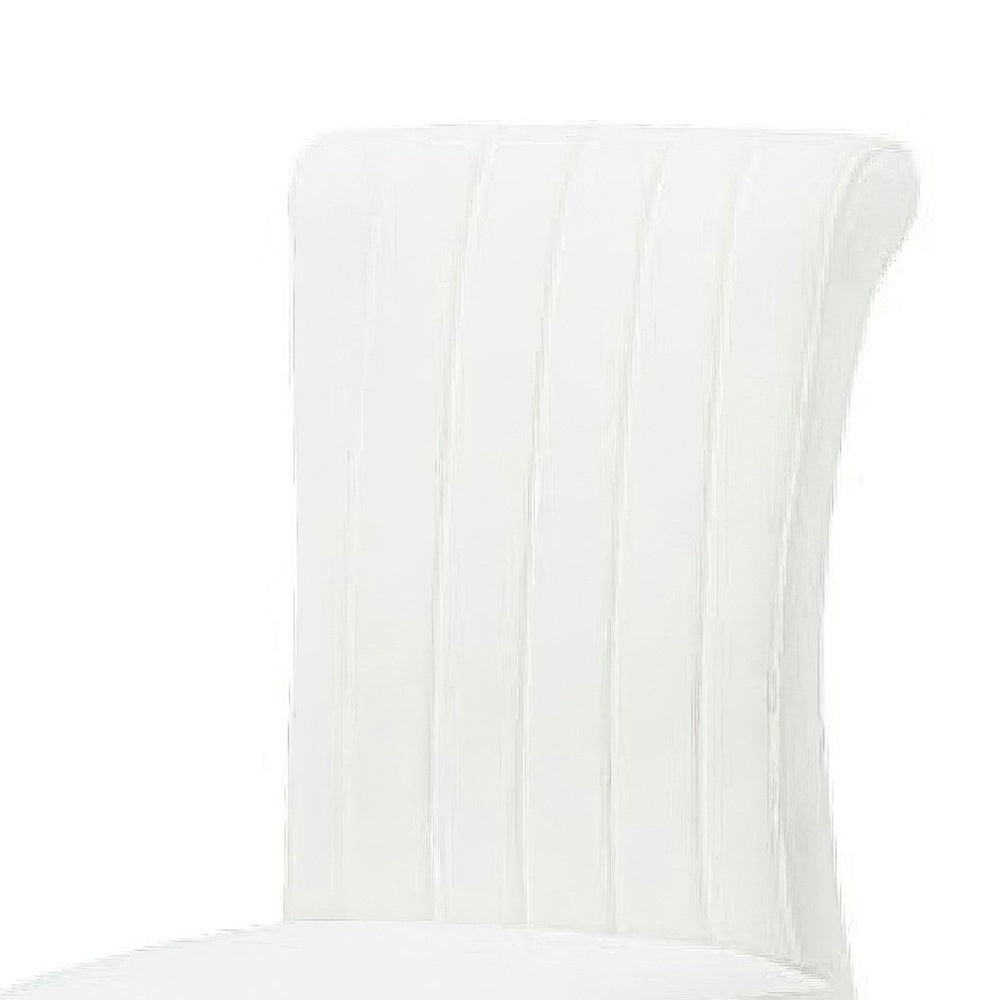 Hols Parson Dining Side Chair Set of 2 | Channeled White Fabric | Gold Steel Base
