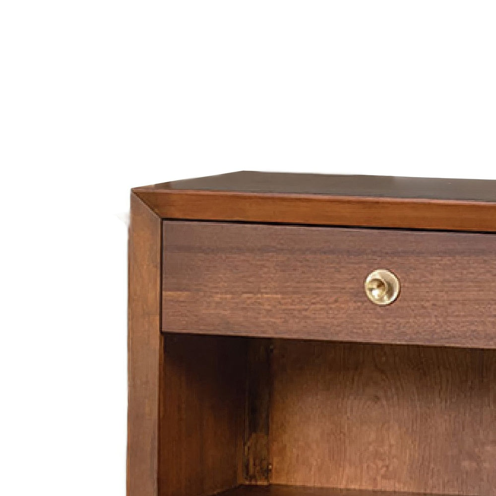 Urne Nightst& | 1 Drawer with Shelf | USB Port & LED | Walnut Brown