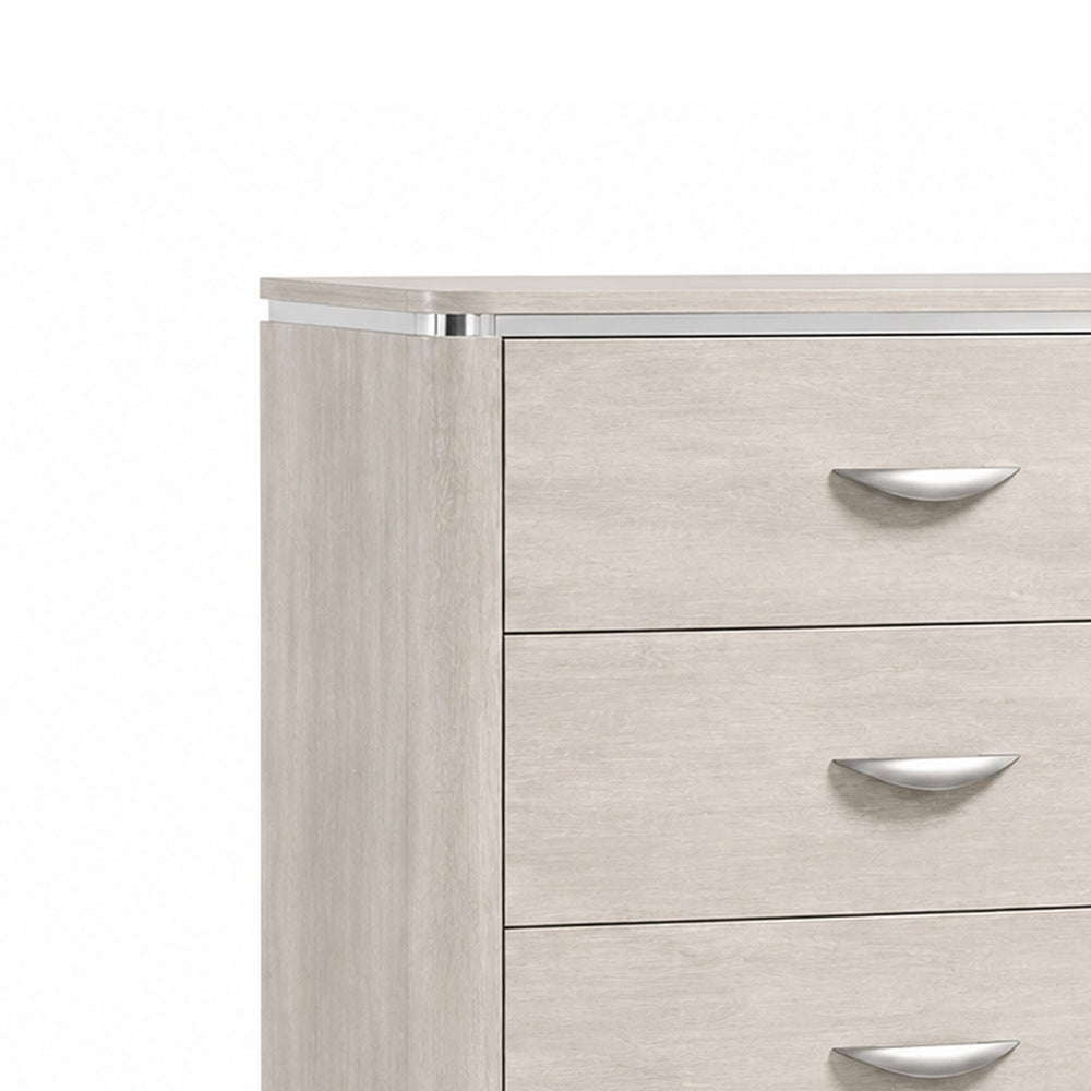 Fezi Tall Dresser Chest | 5 Drawers | Silver Finger Pulls | Dusty Gray