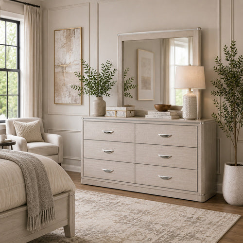 Hezi Dresser Mirror | Glam White | Multi Layer Molded Frame | 41x42