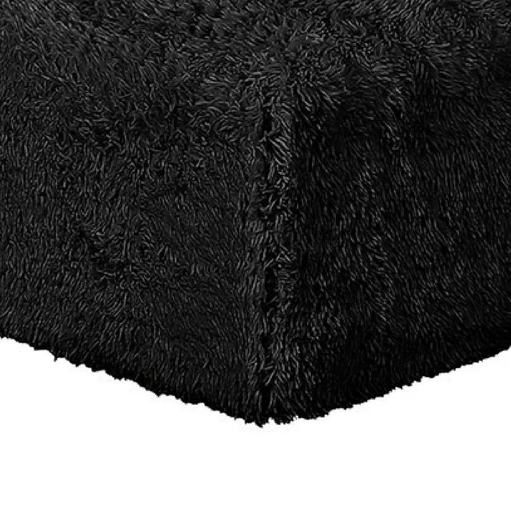 Appi Modular Square Ottoman | Compressed Foam | Black Faux Fur 27"