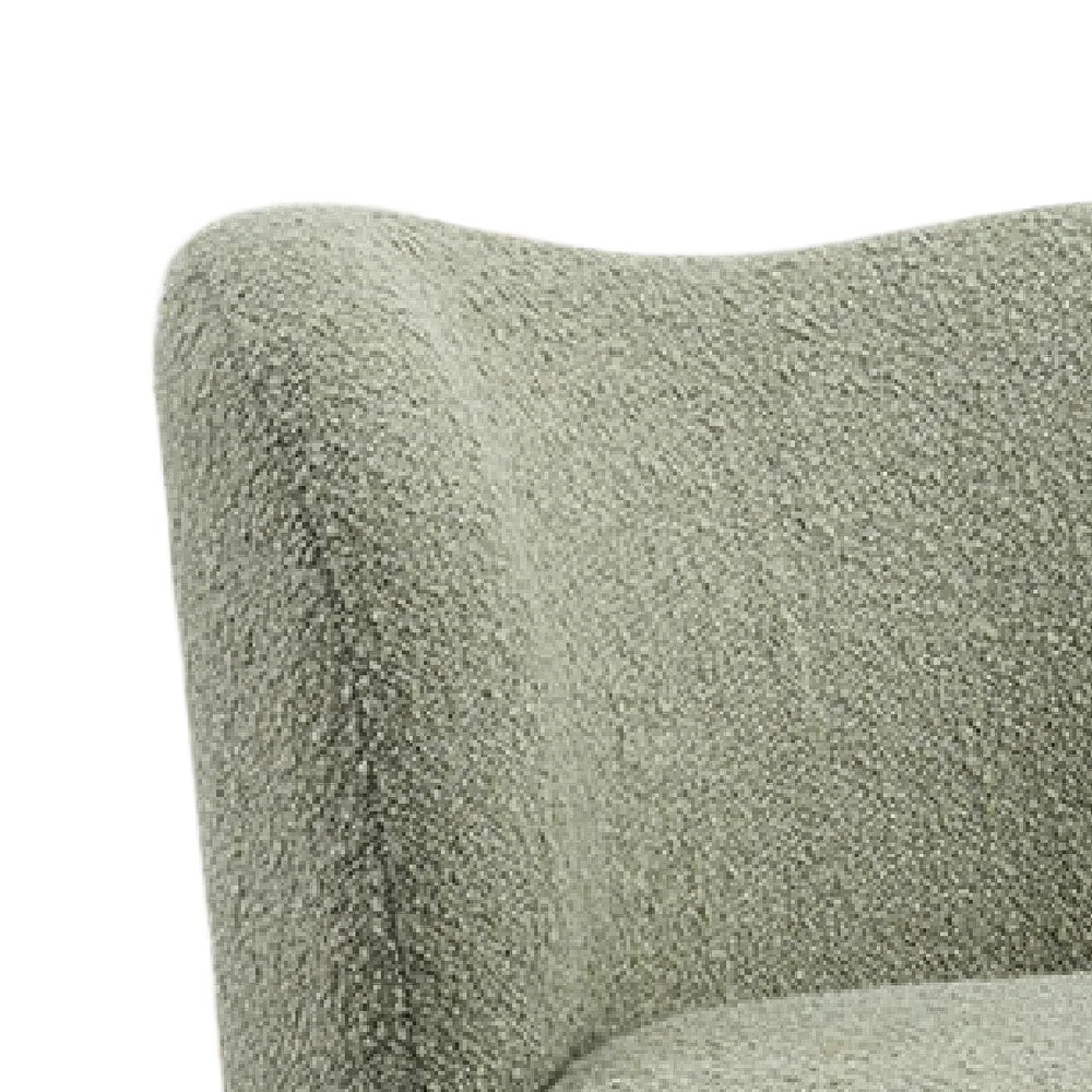 Dave Armless Accent Chair with Wooden Ball Feet | Green Boucle Fabric