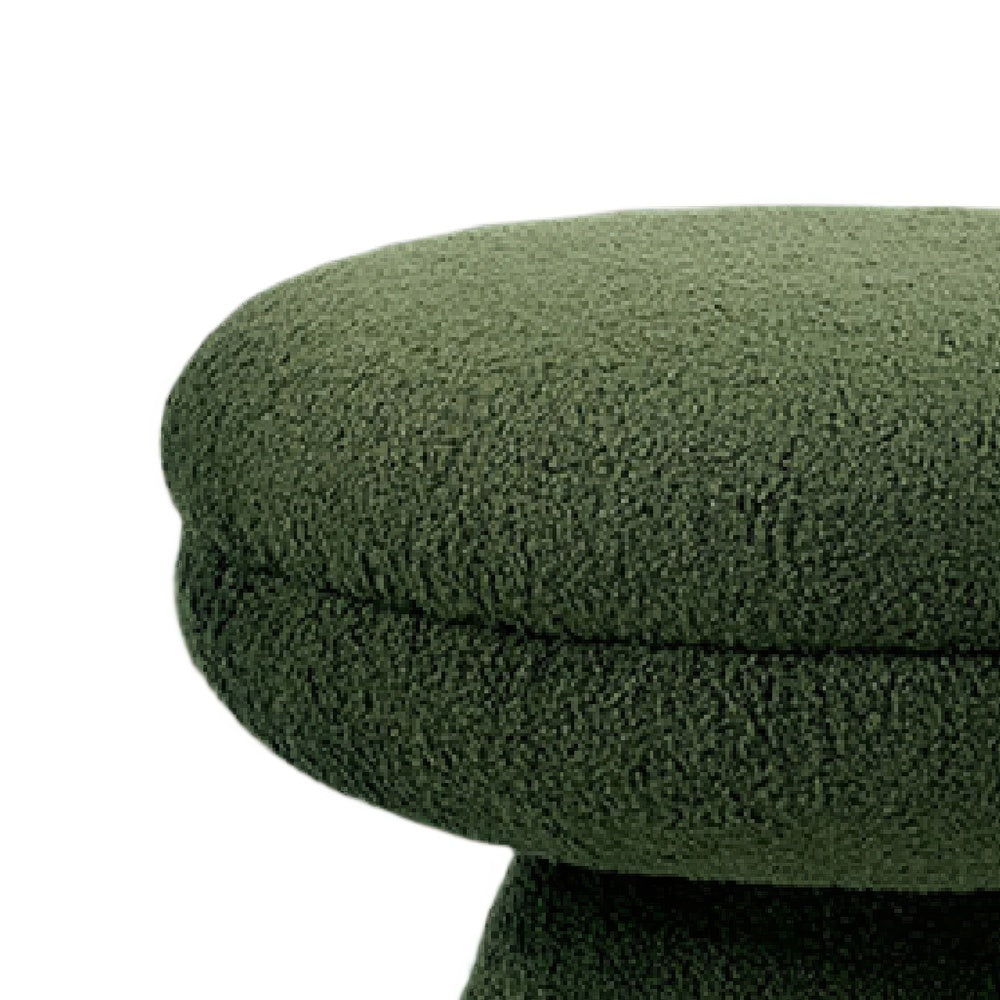 Xyna Mushroom-shaped Ottoman Stool with Pedestal Base | Green Fabric