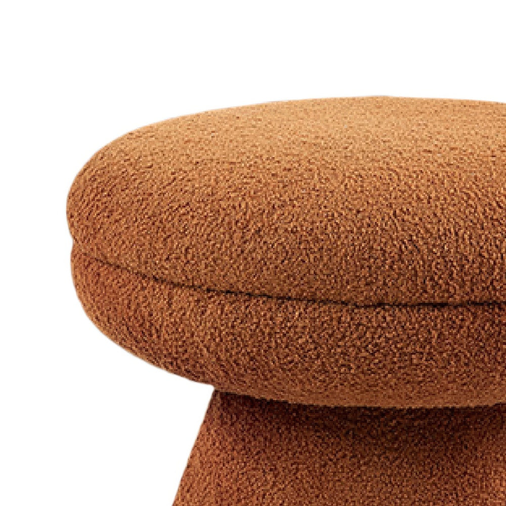 Xyna Mushroom-shaped Ottoman Stool | Pedestal Base | Saddle Brown Fabric